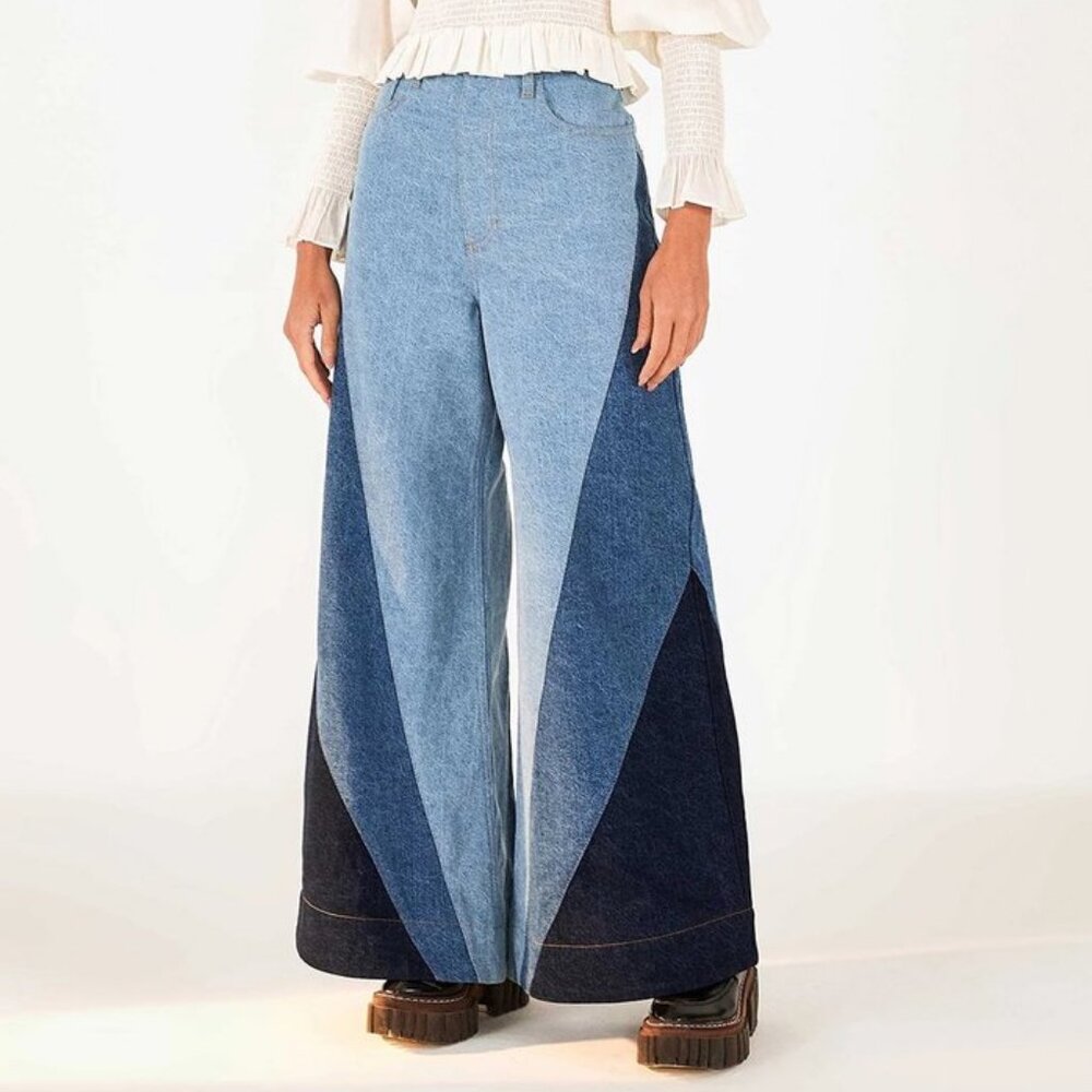 Farm Rio Farm Rio Colorblock Pattern Wide Leg Pants SZ M